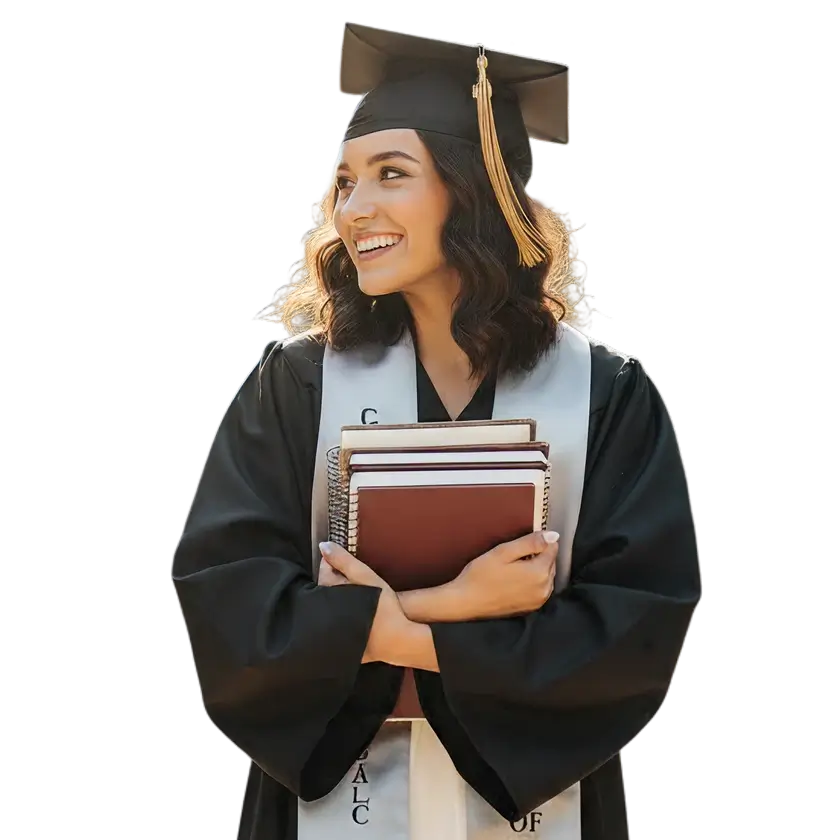 A High School student holding textbooks